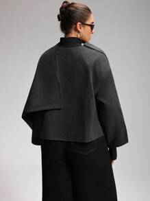 LYSMO 大码纯色翻领休闲长袖外套，适合秋冬季