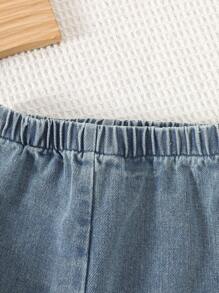 SHEIN Baby Girl Denim Set Adorable Baby Girls Button Down Cardigan And Jeans Outfit For Everyday Wear Fall Winter