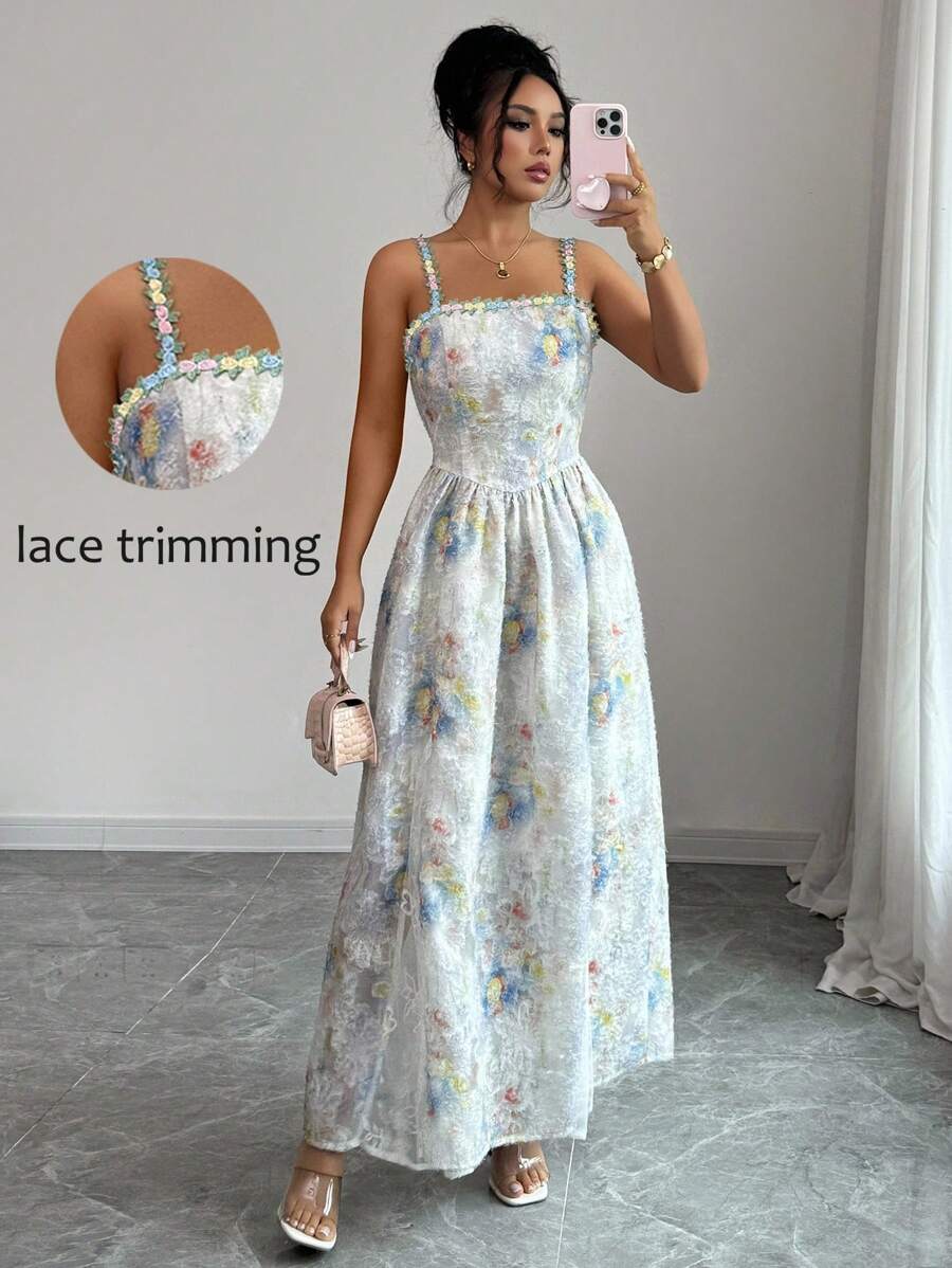 SHEIN Unity Women's Elegant Vacation Style Spaghetti Strap Dress, Summer - Multicolor - View 1