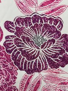 Flirla Plus Size Women's Spring/Summer V-Neck Nomadic Floral Retro Print Contrast Color Elegant Retro Casual Tie-Bow Shirt - Multicolor - View 5