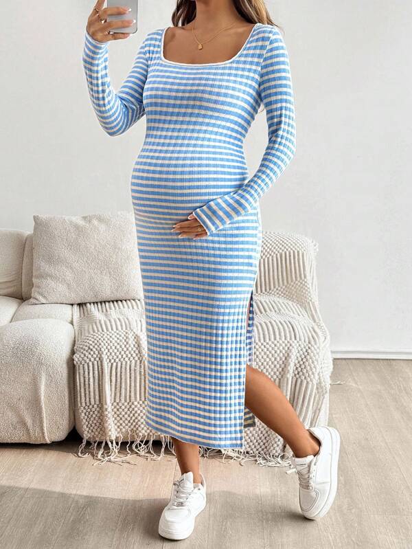 SHEIN Women's Casual Spaghetti Strap Maternity Midi Dress
