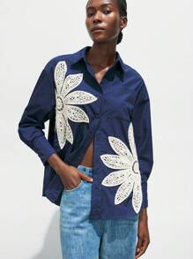 Maija Lose sitzende Damen Bluse mit gehäkelter Verzierung, lässig-elegantes Boho-Design, weich und bequem wie Kimono, geeignet für Frühling/Sommer Urlaub und Musikfestivals, Khaki