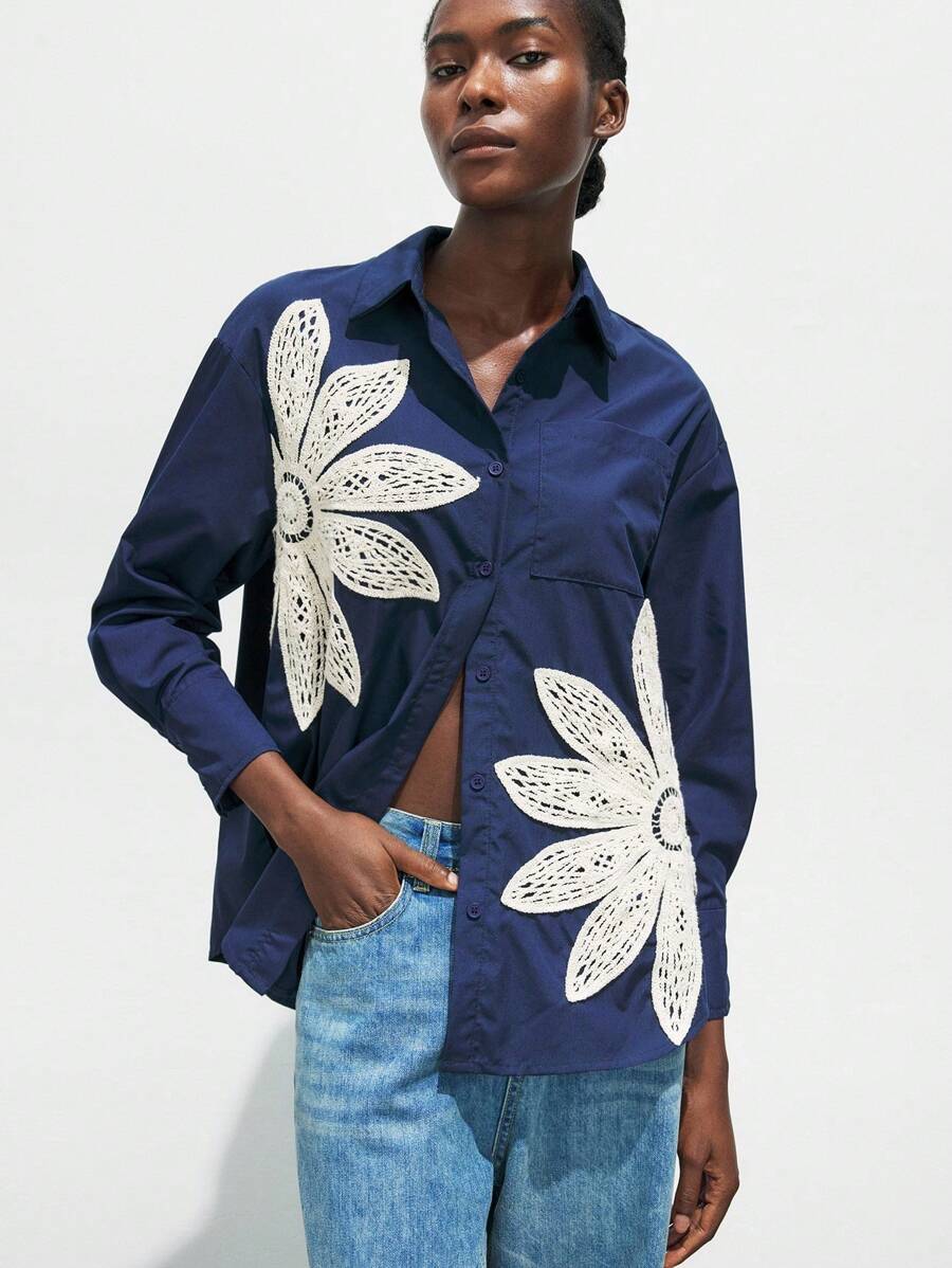 Maija Lose sitzende Damen Bluse mit gehäkelter Verzierung, lässig-elegantes Boho-Design, weich und bequem wie Kimono, geeignet für Frühling/Sommer Urlaub und Musikfestivals, Khaki