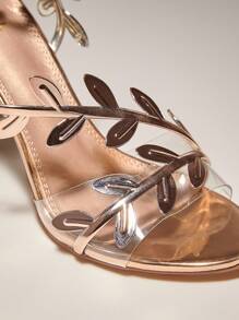 SHUZIA 精致女士玫瑰金镜面镂空树叶细高跟凉鞋圆头，夏季春季舞会派对俱乐部度假鞋 - 玫瑰金 - 查看 5