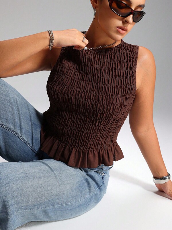 LYSMO Top de camisola con elástico y fruncido estilo bohemio para mujer de talla grande
