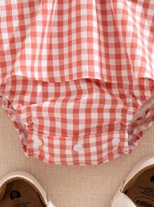 Souflis Souflis Baby Girl Summer Casual Cute Car Bow Strap Blue Striped Bodysuit - Pink - View 7