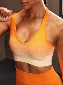 Powerista Áo ngực thể thao sọc Racerback hàng ngày cho nữ - trái cam - Xem 3