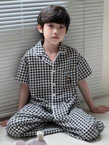 Dazy Kids Kids Tween Boys Pajamas Set For Fall - Black and White - View 4