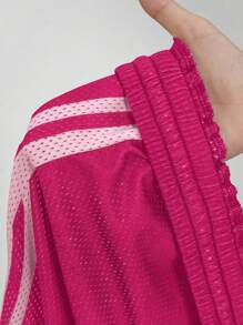 Coolane Women's Spring/Summer Streetwear Sportswear Breathable Mesh Sport Black Shorts - Hot Pink - View 8