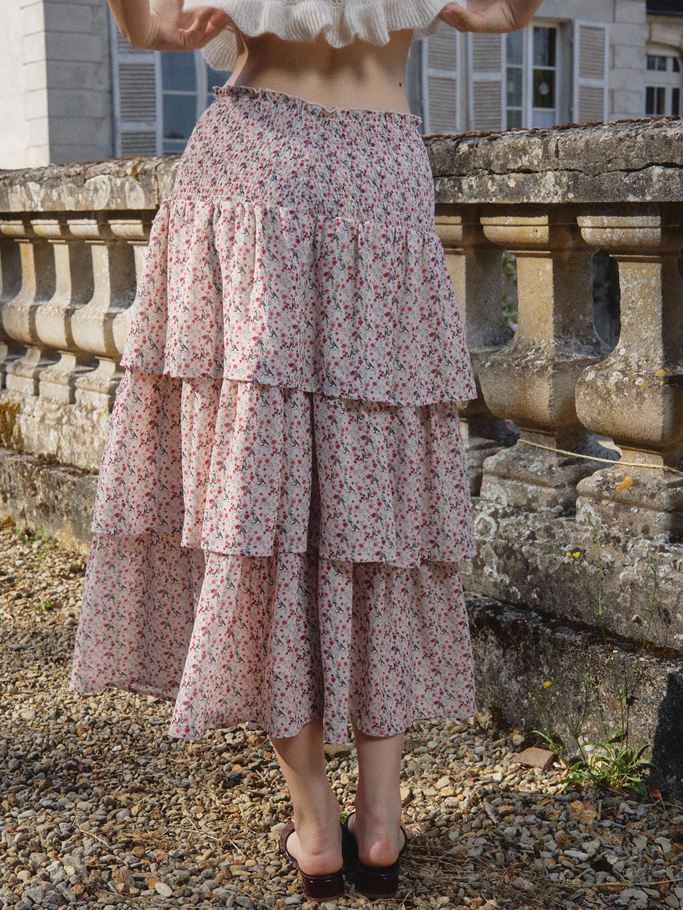 Boho Floral Tiered Midi Skirt With Smocked Waistband Vacation Skirt Office Outfits Spring Summer Outfits Going Out Outfits