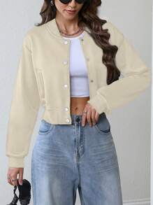 INAWLY Women's Solid Color Simple Long Sleeve Jacket For Daily Wear