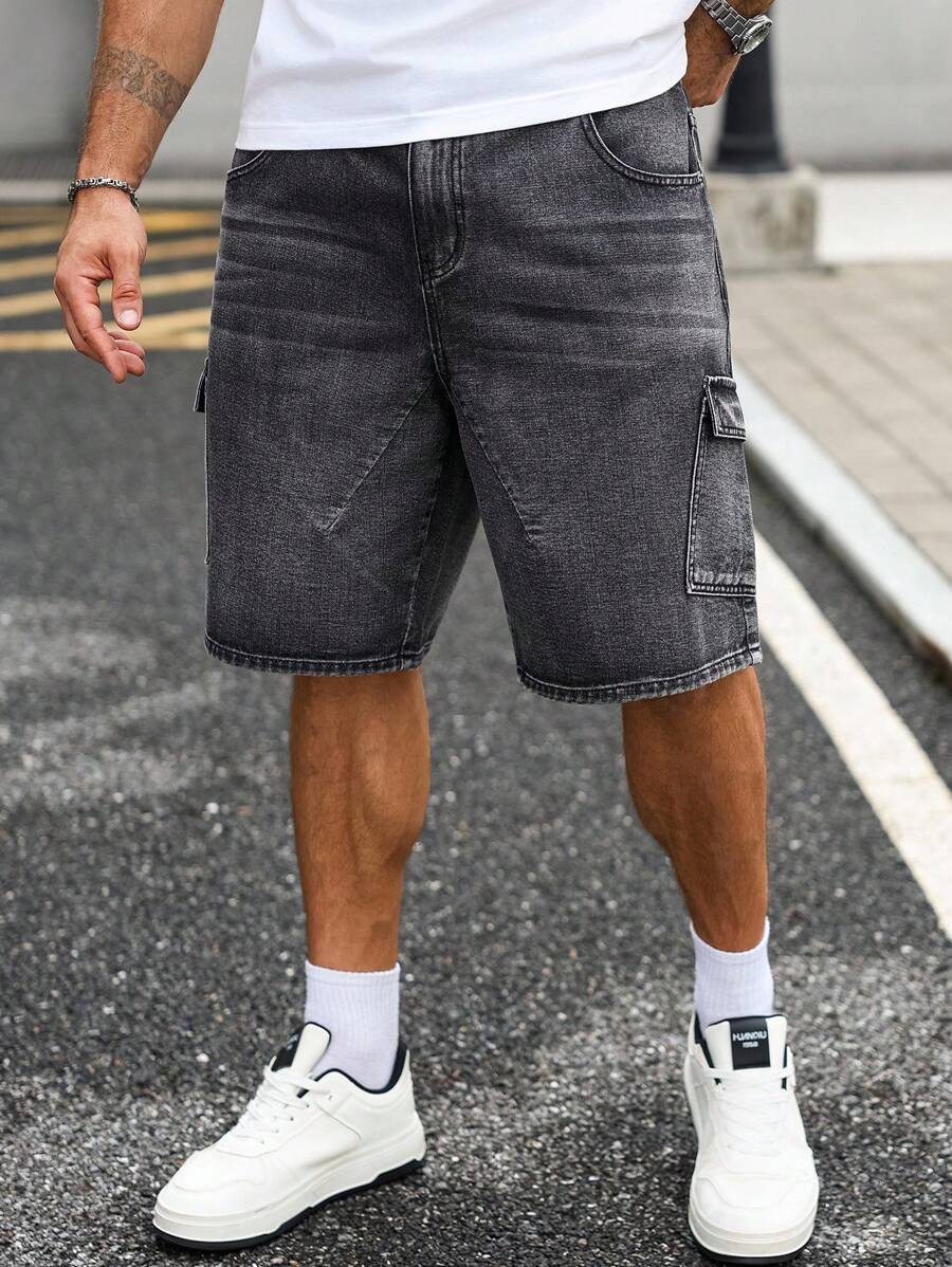 Manfinity Homme Plus Size Men's Casual Outdoor Fashion Street Denim Shorts