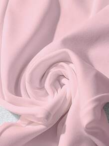 SHEIN Clasi 女式夏季休闲纯色方领荷叶边袖孔拉链前开襟连体裤 - 粉色 - 查看 4