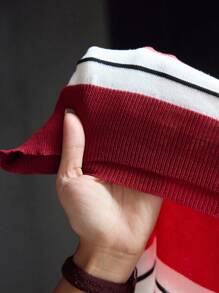 Manfinity VCAY Men's Casual Fashion Knit Short Sleeve Red And White Polo Shirt - Red - View 6