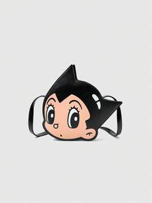 Astro Boy X ROMWE Cartoon Figure Graphic Women Vintage Versatile Commute Asymmetric Crossbody Bag - Black - View 1