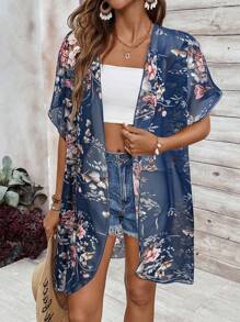 Breezaya Áo len cardigan tay ngắn rộng rãi in họa tiết hoa cho kỳ nghỉ mùa hè - Nhiều màu - Xem 5