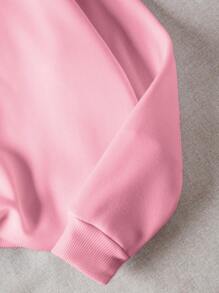 SHEIN 女士休闲蝴蝶结印花连帽衫，粉色，秋冬毕业，返校，毕业，女士教师，返校套头衫秋季