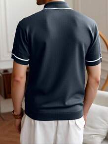 Manfinity Homme 男士罗纹领宽松短袖休闲针织毛衣