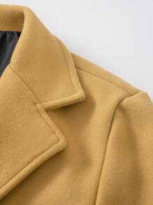 Manfinity Mode 男士休闲纯色羊毛混纺大衣，秋冬男士长款大衣男士外套男士黄色大衣男士黄色大衣男士棕褐色大衣，商务正装风格 - 卡其色 - 查看 6