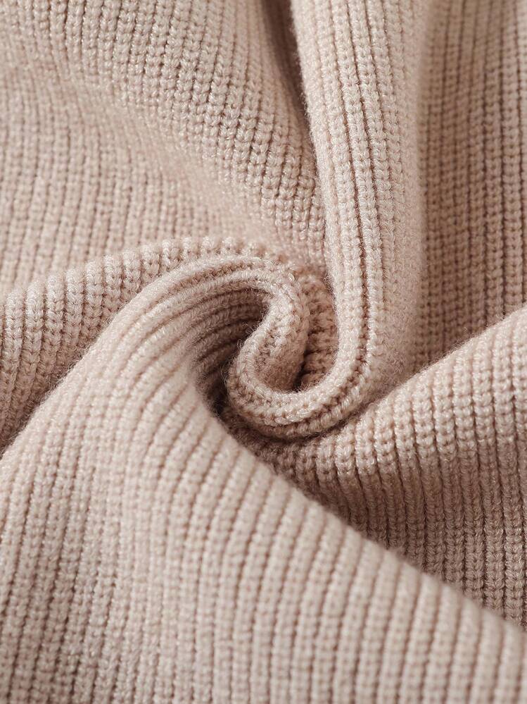 Elladie kids Young Girls Warm Apricot Cable Knit Sweater Dress, Versatile Soft Round Neck Long Sleeve Knitted Dress, Cozy Casual For Daily Wear Spring, Autumn And Winter Fall - Apricot - View 8