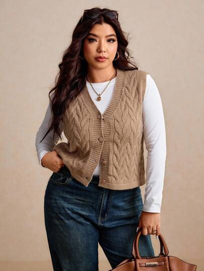 Elaquor Blusa sin mangas de punto sólida de estilo elegante francés casual para mujer de talla grande