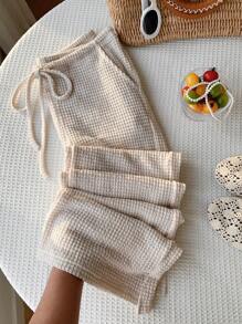 Comfortcana 女士纯色系腰口袋直筒宽松裤，夏季 - 卡其色 - 查看 3