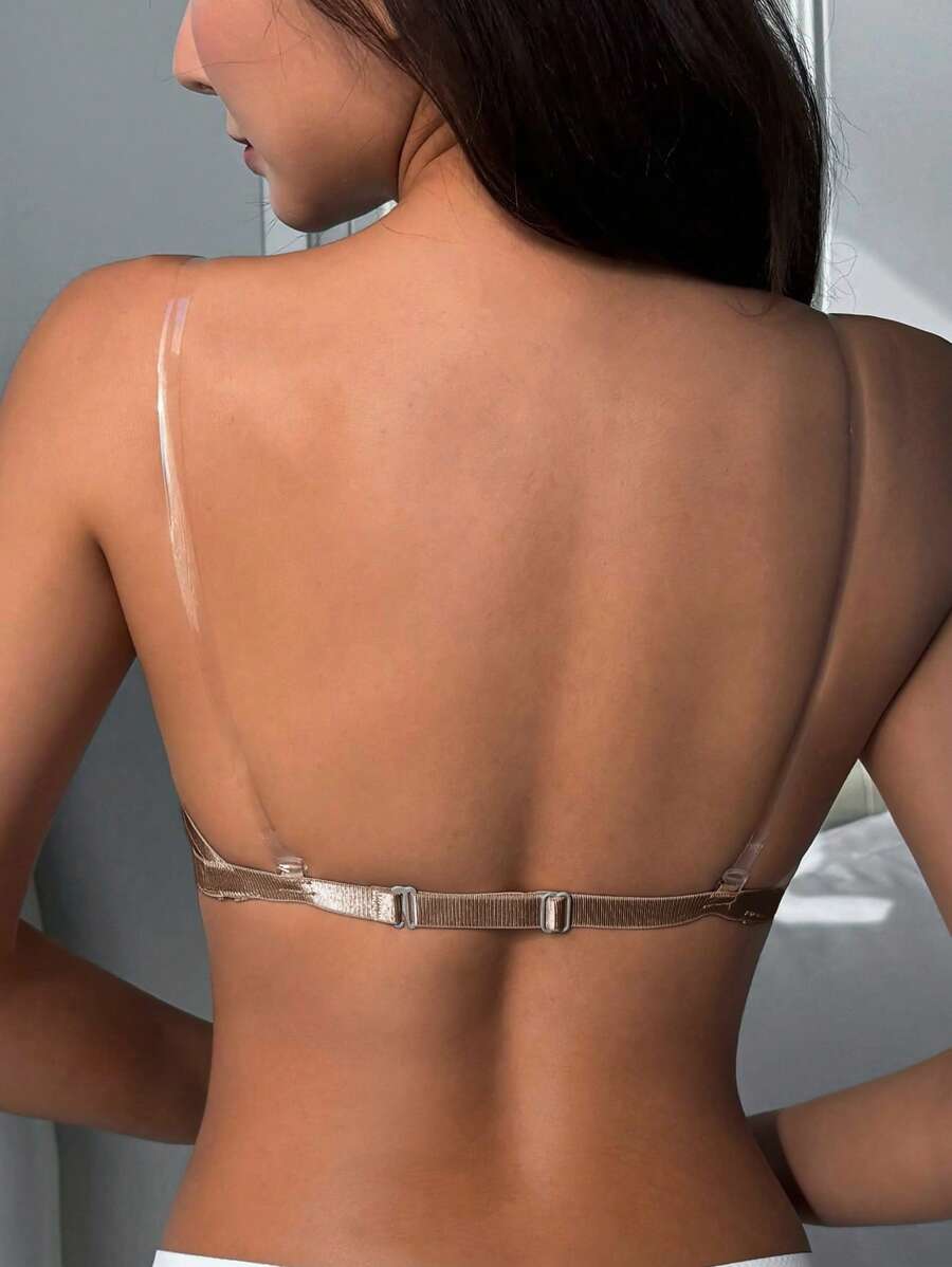 DAZY 前钩扣钢圈提拉透明后背带女士文胸内衣 - 咖啡棕 - 查看 1