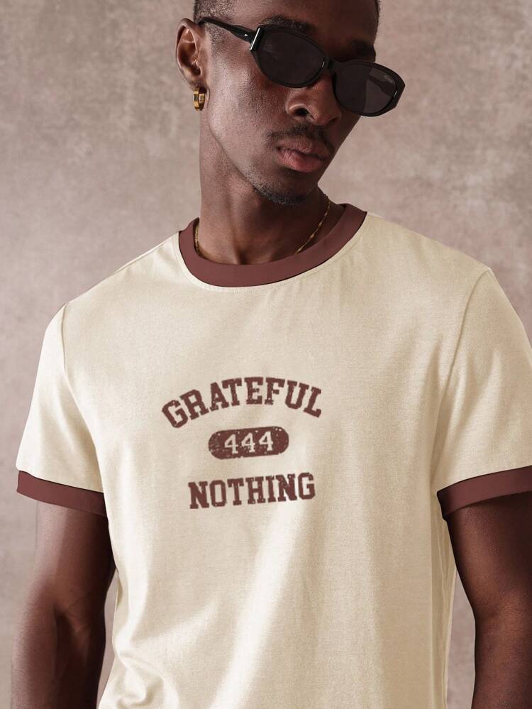 T-shirt coupe décontractée style rétro avec slogan << Grateful 444 Nothing »