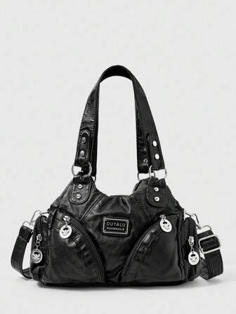 Grunge Punk Nuevo bolso de hombro de estilo punk rock para mujer, bolso de mano casual