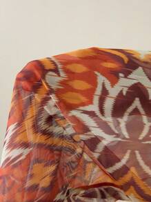 The White Lotus Swim Chiccia Women Summer New Sexy White Lotus Printed Sheer Mesh Straight Leg Cover Up Pants With Elastic Waist & Vacation - Multicolor - View 7