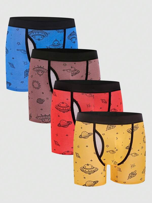 Set de 4 bóxers para adolescentes con estampado espacial