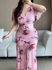 Vibekara 大码优雅迷人美人鱼裙 - 粉色 - 查看 4