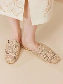 MOTF PREMIUM 2024 NEW ROUND TOE LOW HEEL FLAT SANDALS, SUMMER - Dusty Pink - View 5