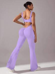Yoga Basic Tuta yoga senza cuciture/Sexy schiena aperta/Vita a V profonda/Abbigliamento sportivo e casual