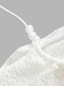 SHEIN ICON 前部抽绳不对称下摆露背白色上衣 - 白色 - 查看 4