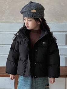 Dazy Kids 少女蝴蝶结刺绣拉链冬季棉服连帽夹克