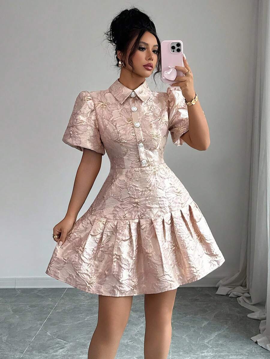 Rafferiza 女士优雅提花短裙，夏季