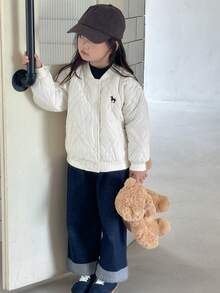 DAZY Young Girls Baseball Padded Coat, Autumn - Beige - View 9