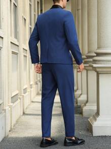 Manfinity Mode 大码男士商务办公通勤西装套装 - 藍色 - 查看 2