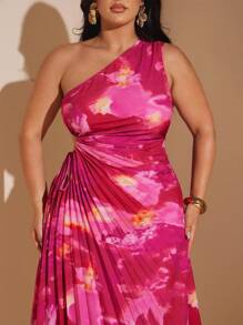 SHEIN BAE Vestido casual y elegante con cintura hueca y lazo para mujer de talla grande para primavera y verano, vestido ajustado para playa y vacaciones, vestido con múltiples pliegues y asimétrico para graduación, playa, 4 de julio, vacaciones en la isla, luna de miel, ropa de verano para mujer, vestidos de sol, atuendo para fiesta en la piscina, ropa de vacaciones para mujer, ropa de mujer de talla grande