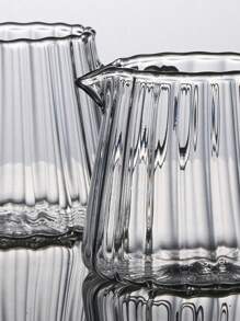 农舍风格玻璃迷你牛奶壶 - 复古条纹咖啡壶和酱料分配器，多用途用于咖啡吧、早午餐餐桌布置和厨房装饰 - 無色 - 查看 2