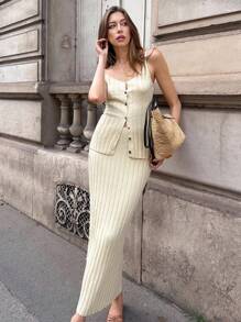 Pariaura Set de 2 suéteres de mujer elegantes de punto nervurado