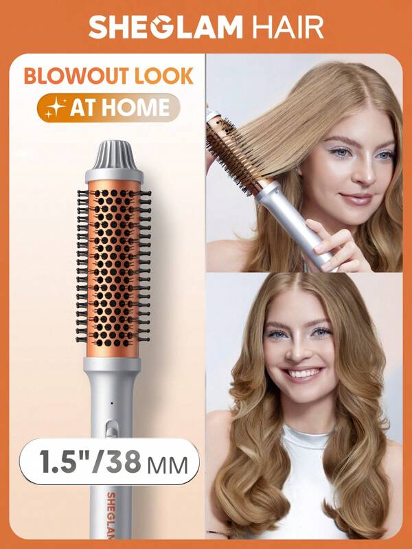 SHEGLAM HAIR It-Curl Thermal Blowout Brush,Thermal Brush,38mm Hair Curling Brush,Volumizing Hot Brush Hair Root Volume & Loose Curls,Ionic Straightening Brush,Newly Upgraded Composite Comb Teeth,Negative Ion Function,2-Level Temp,Hair Care Without Damaging Hair,Fast Heating Thermal Brush Suitable For Hair Salons,Families And Travel Graduation Birthday Holiday Summer Fall Autumn Y2K Fancy Fashion Women Makeup Cosmetic Party Beach Travel Camping Outdoors School Campus Trip Festivals Decor Gift Present Rose Girl Cosplay Best Color Charm Vibe