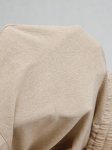 Elaquor 2 Pcs/Set Plus Size Solid Color Shorts With French Ruffle Hem