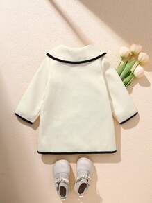 Souflis Souflis 女宝宝休闲时尚百搭复古优雅撞色外套夹克适合秋冬日常穿着