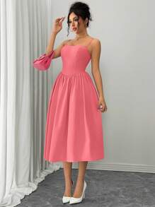 Rafferiza 时尚百搭露背束腰喇叭裙，适合约会、派对、秋冬季