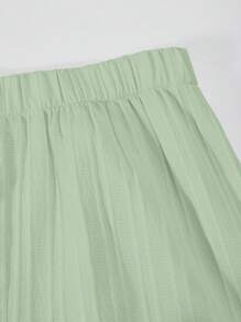 Sparklyn 2 件套青少年女孩吊带背心上衣和直筒阔腿裤套装，休闲夏季服装 - 綠色 - 查看 6