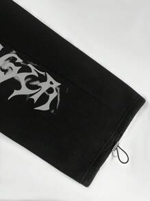 INAWLY 女式字母印花抽绳腰部宽松阔腿运动裤