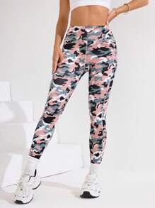 高腰迷彩印花无缝紧身裤