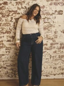 Aralina Jeans in denim larghi e casual con tasche, dalla vestibilità morbida e versatile, per taglie comode